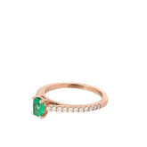 10k Rose Gold .37ct Oval Colombian Emerald /.25ct G VS2 Round Diamond Ring (Certificate By Mac from Colombia)